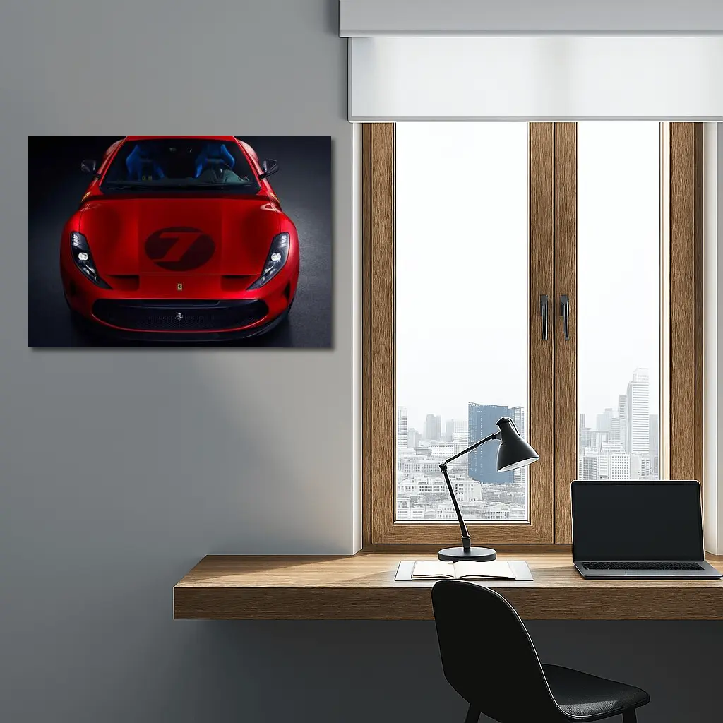 Ferrari Omologata Red Supercar Dark Studio – Wall Art