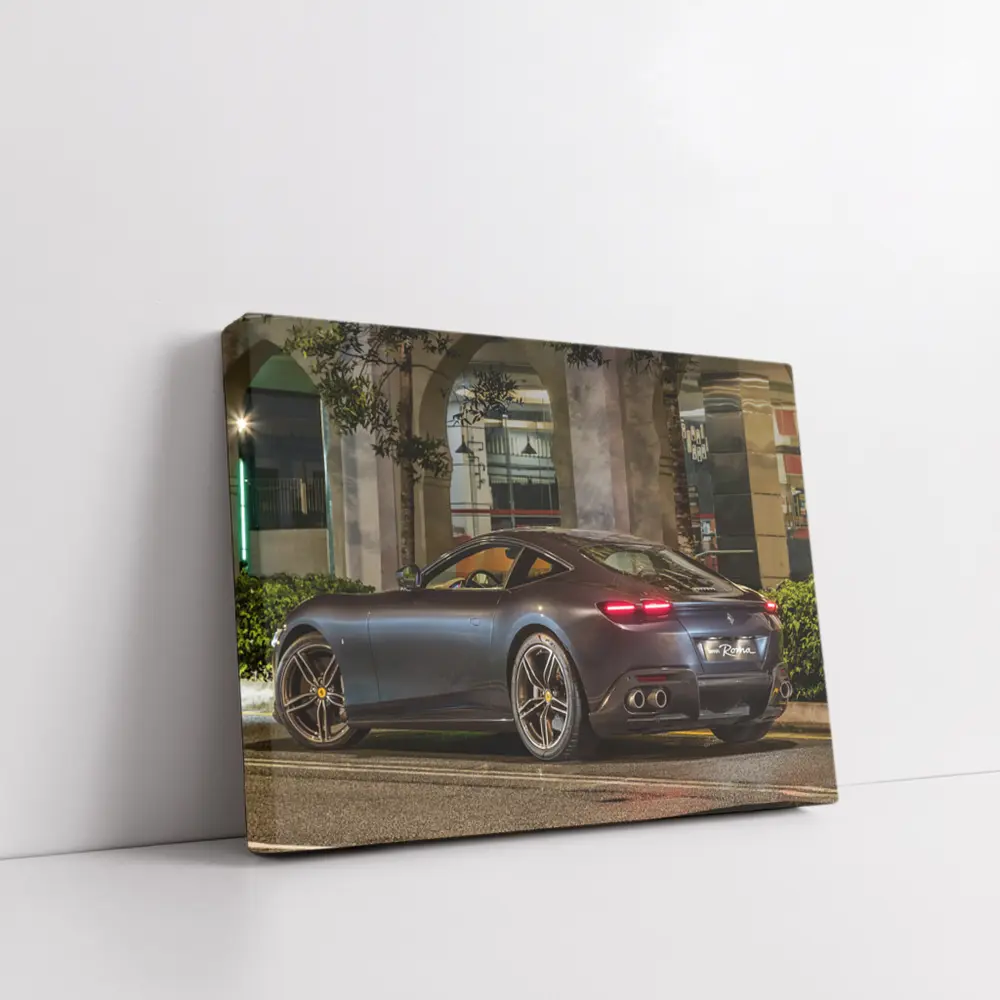 Ferrari Roma Dark Night City Street – Wall Art