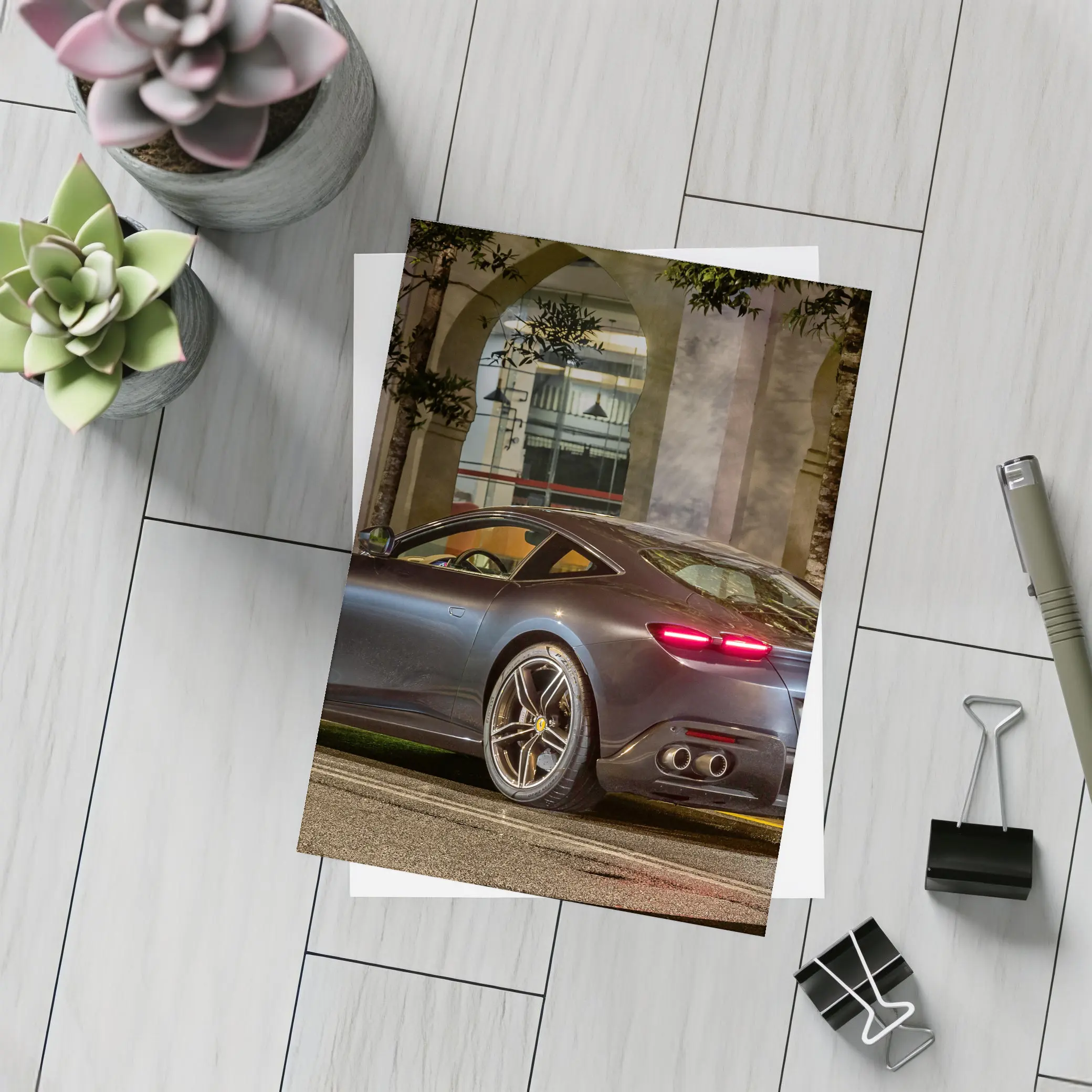 Ferrari Roma Dark Night City Street – Postcards