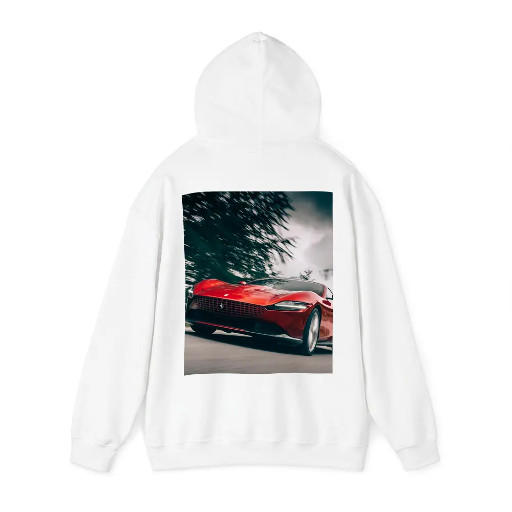 Ferrari Roma Red Sports Car Forest Road – Hoodies