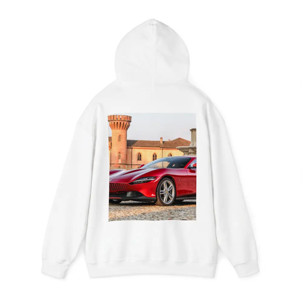 Ferrari Roma Red Supercar Castle Backdrop – Hoodies