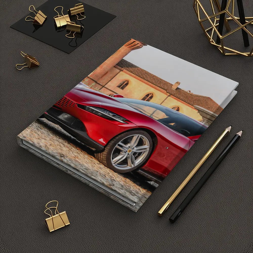 Ferrari Roma Red Supercar Castle Backdrop – Notebooks