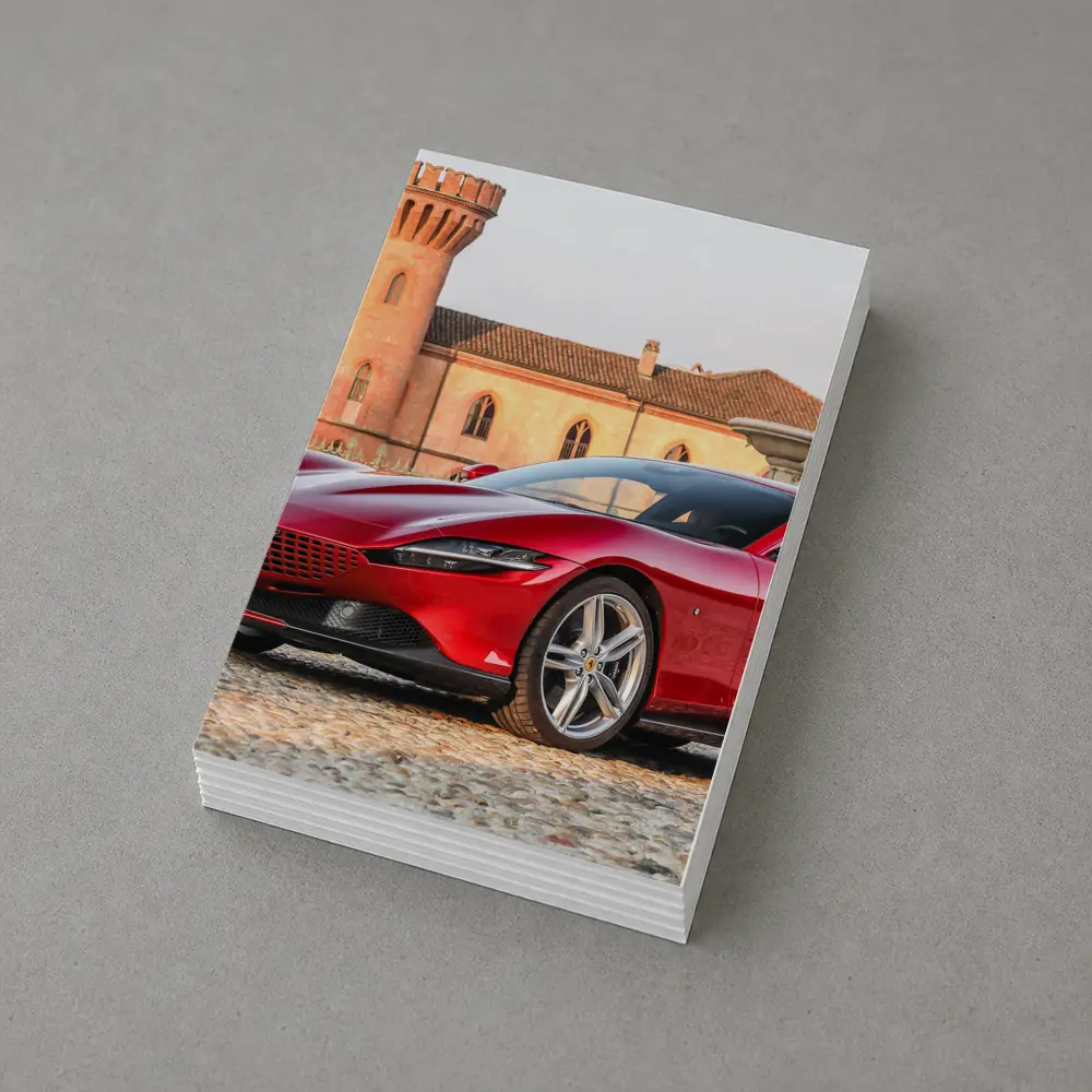 Ferrari Roma Red Supercar Castle Backdrop – Postcards