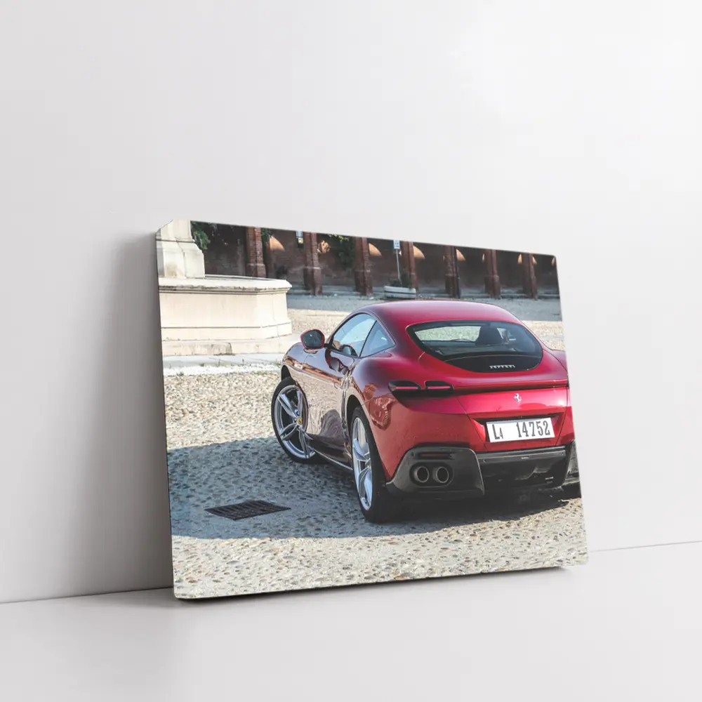 Ferrari Roma Red Coupe Cobblestone Square – Wall Art