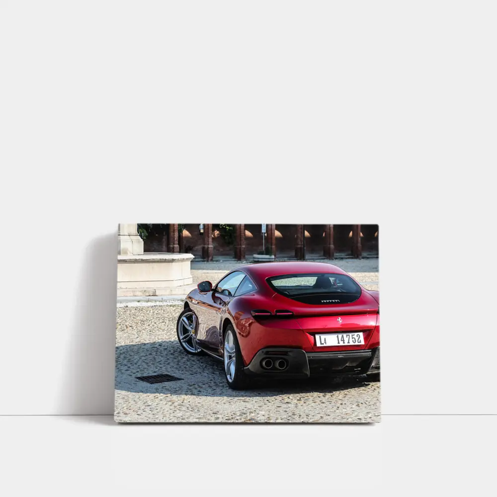Ferrari Roma Red Coupe Cobblestone Square – Wall Art