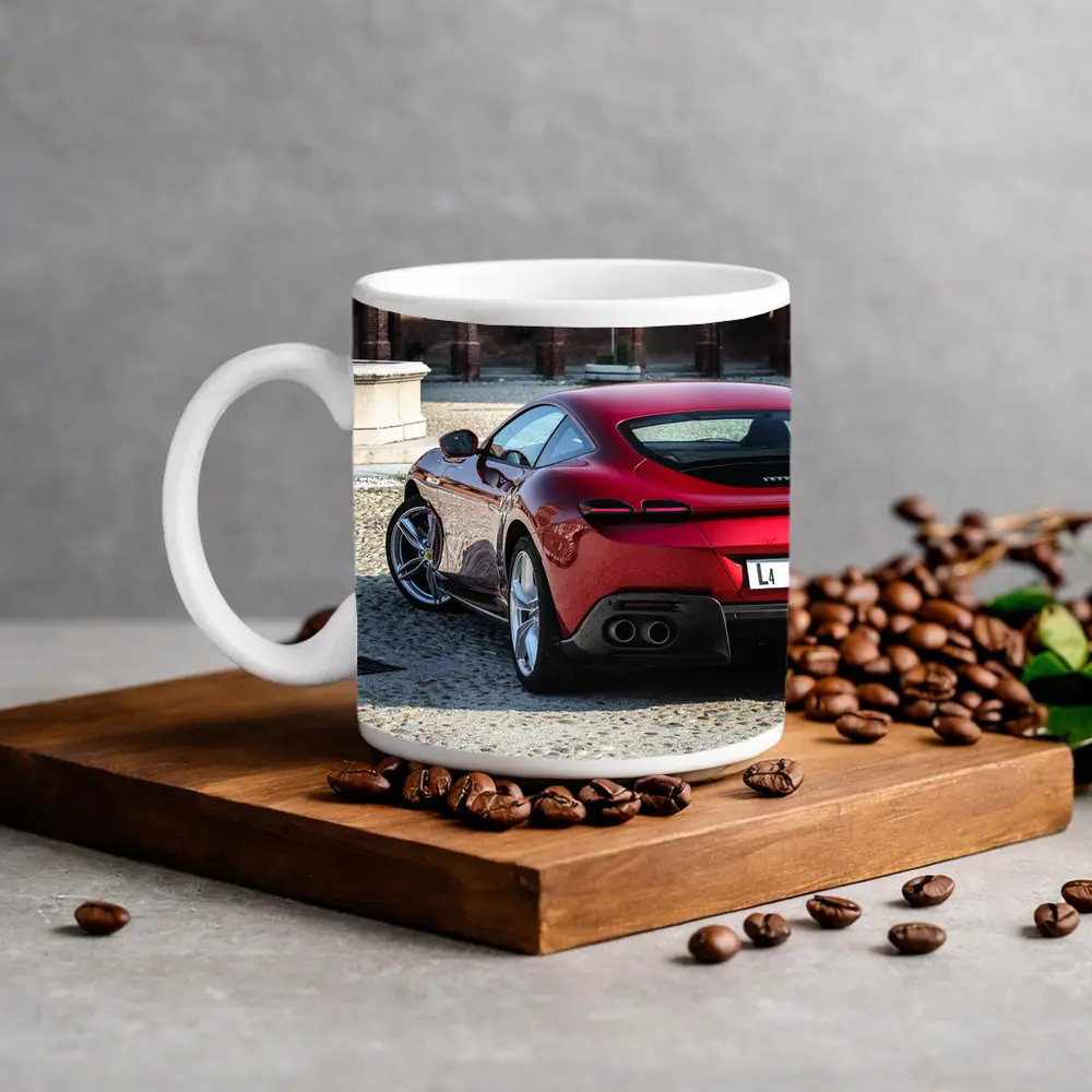 Ferrari Roma Red Coupe Cobblestone Square – Mugs