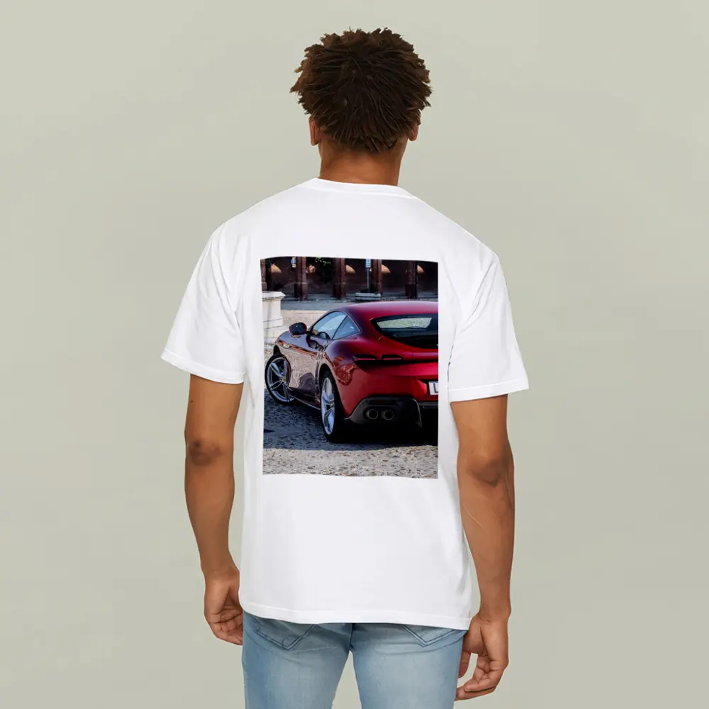 Ferrari Roma Red Coupe Cobblestone Square – T-Shirts