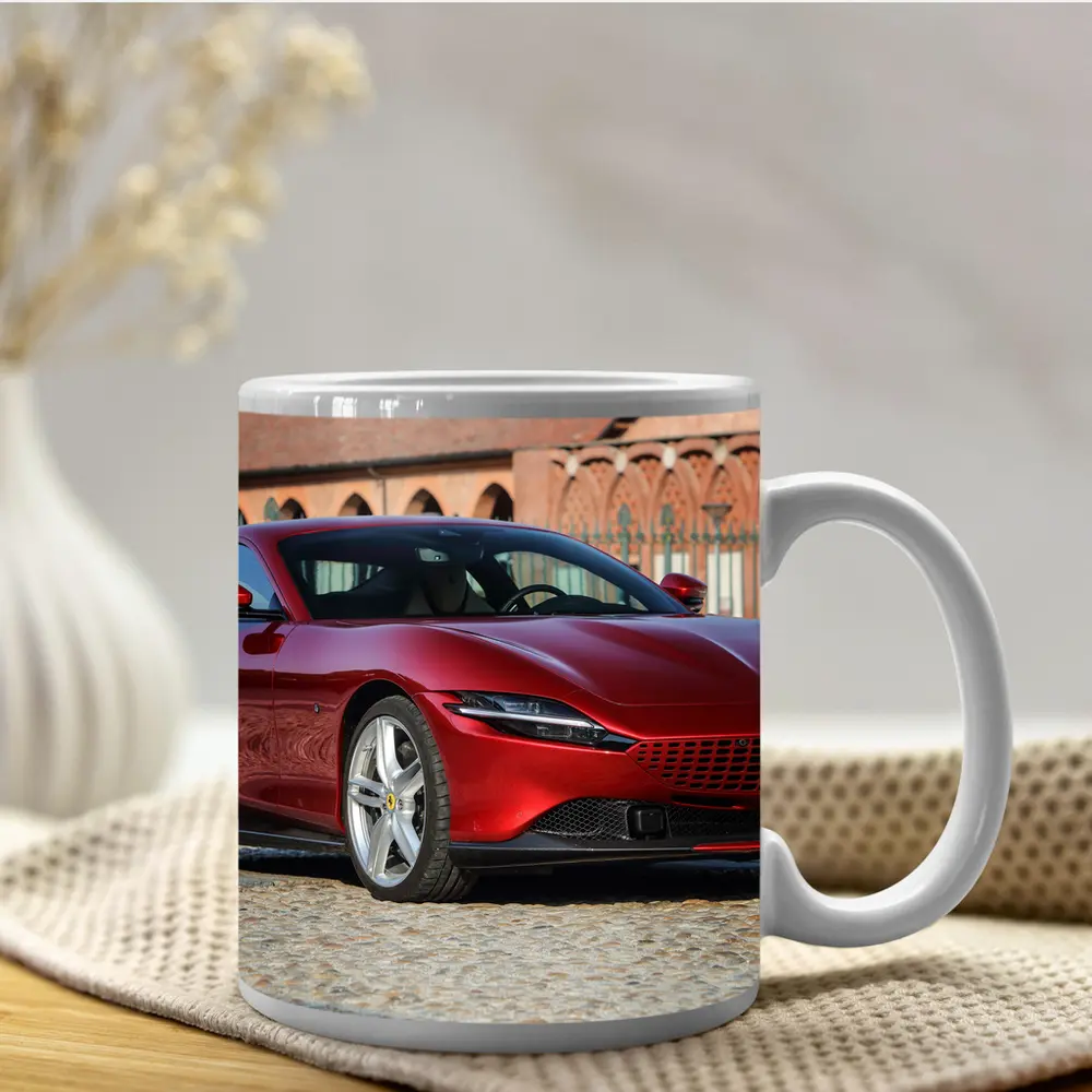 Ferrari Roma Red Coupe Cobblestone Setting – Mugs