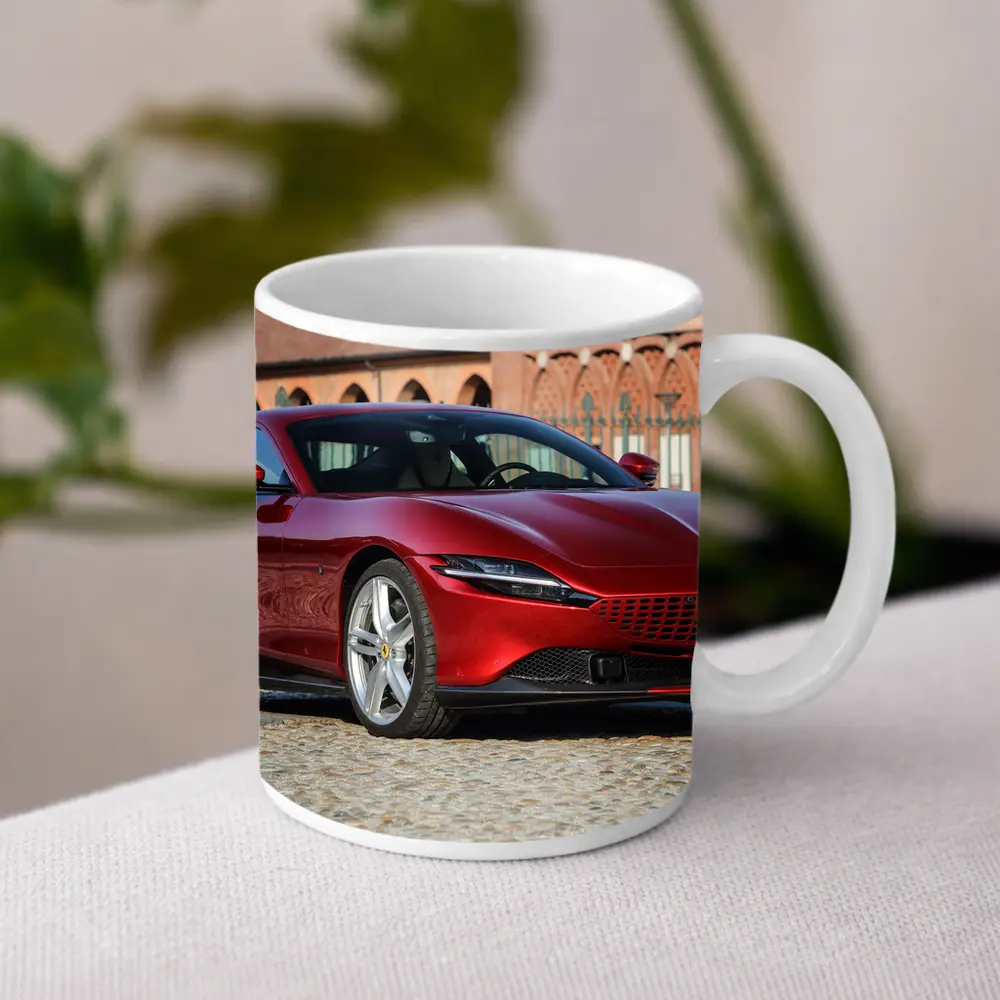 Ferrari Roma Red Coupe Cobblestone Setting – Mugs