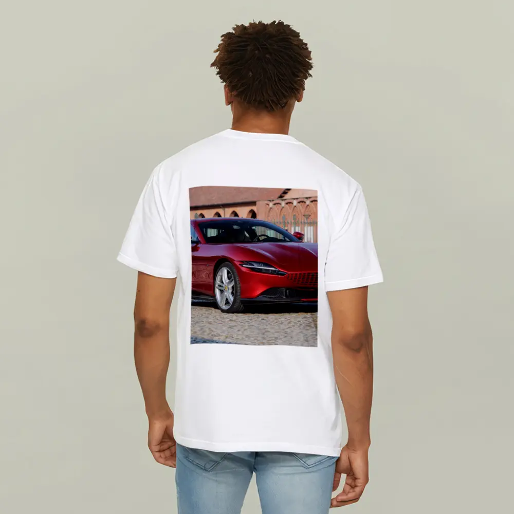 Ferrari Roma Red Coupe Cobblestone Setting – T-Shirts