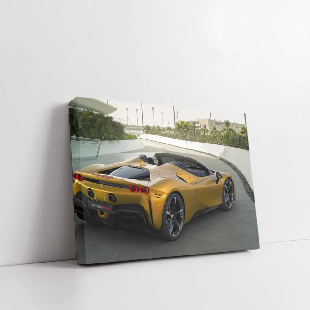 Ferrari SF90 Spider Gold Supercar Rear View – Wall Art