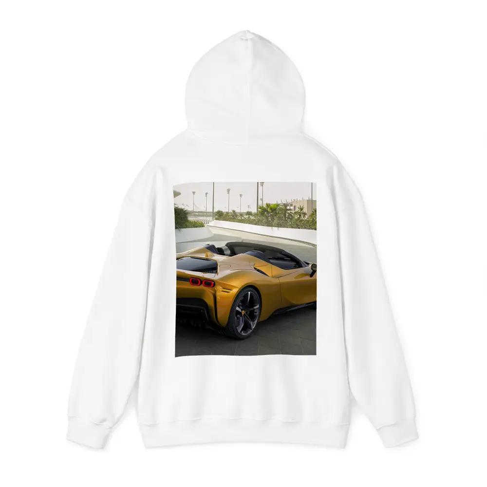 Ferrari SF90 Spider Gold Supercar Rear View – Hoodies