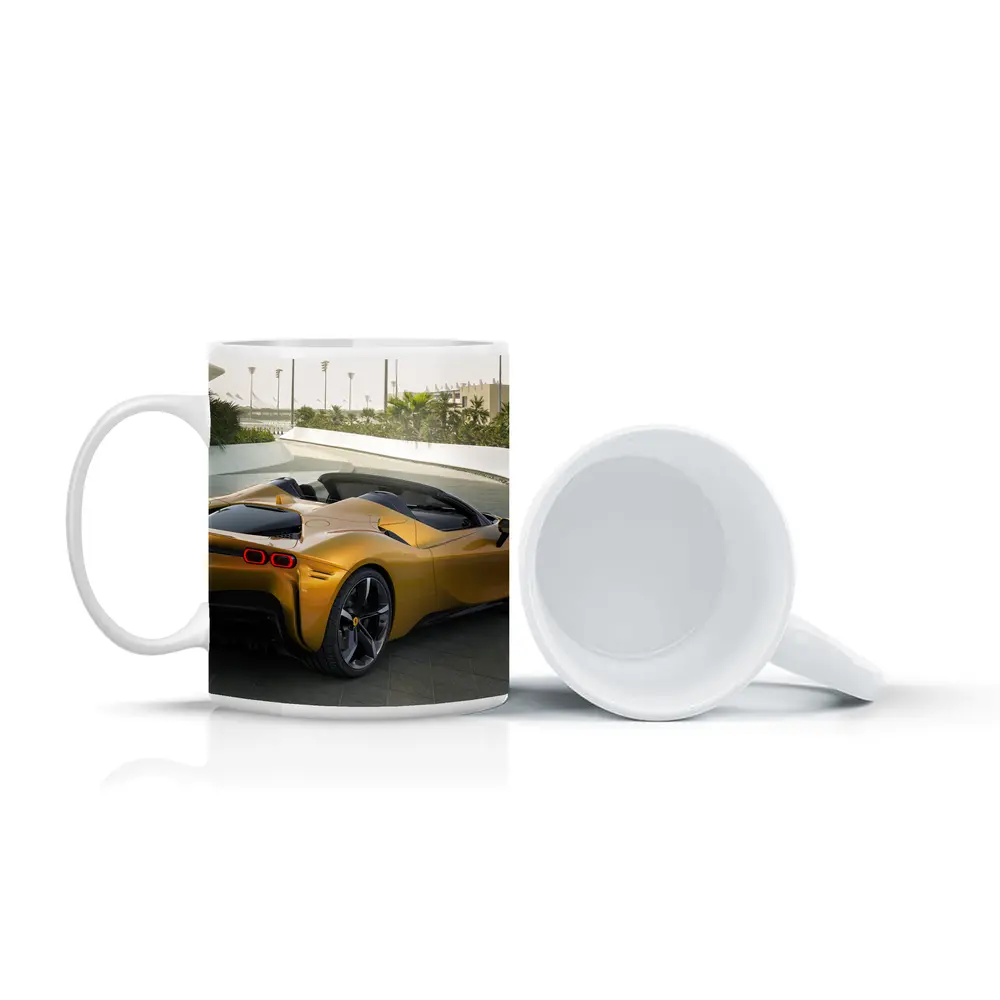 Ferrari SF90 Spider Gold Supercar Rear View – Mugs