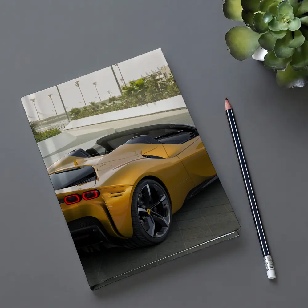 Ferrari SF90 Spider Gold Supercar Rear View – Notebooks