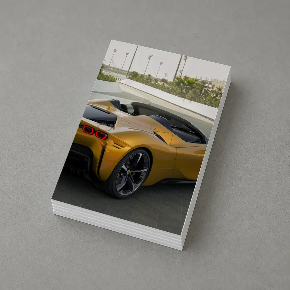 Ferrari SF90 Spider Gold Supercar Rear View – Postcards