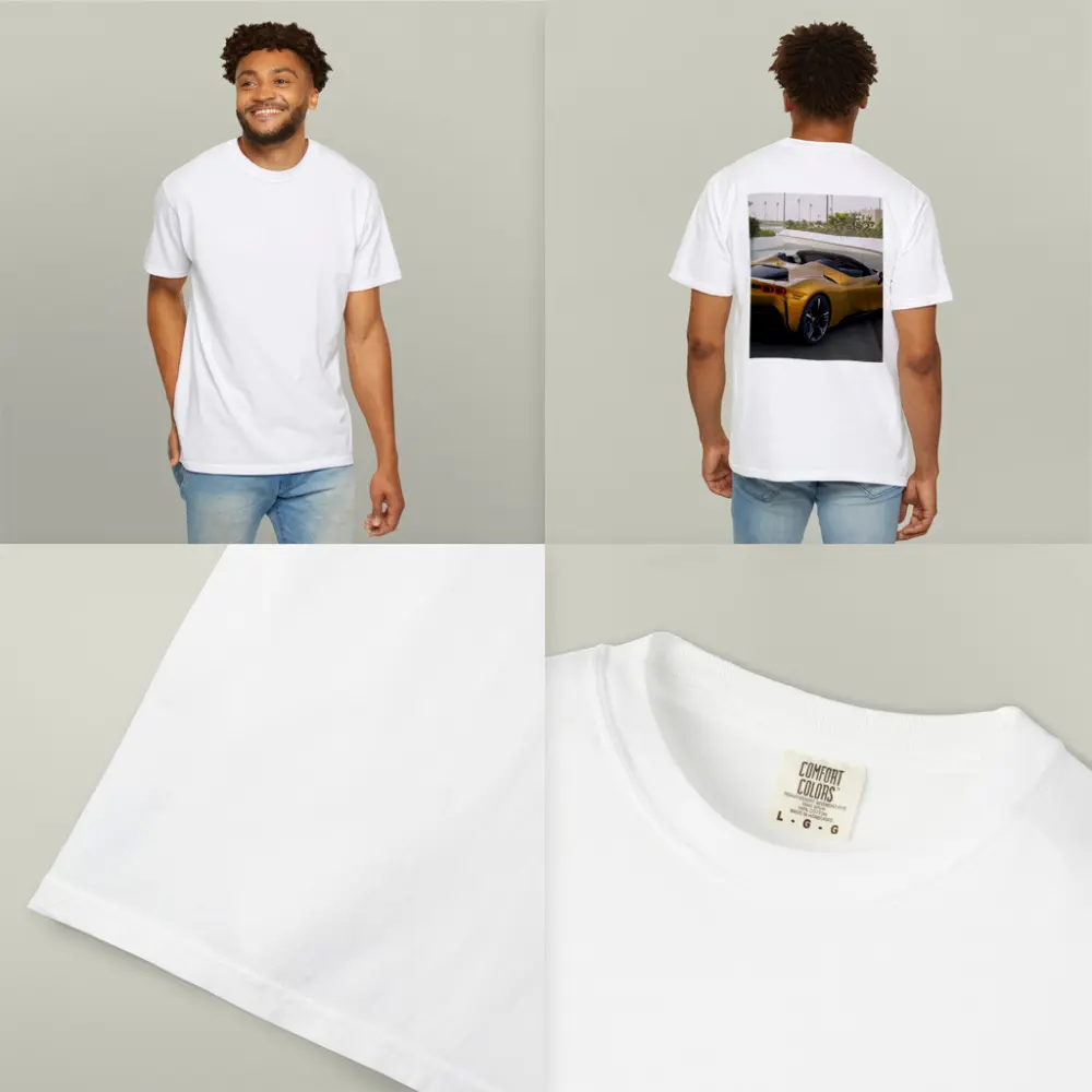Ferrari SF90 Spider Gold Supercar Rear View – T-Shirts