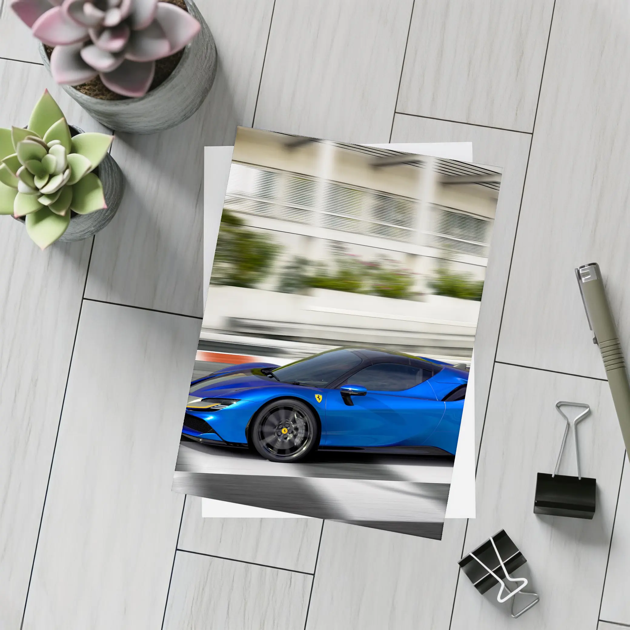 Ferrari SF90 Stradale Blue Racing Track – Postcards