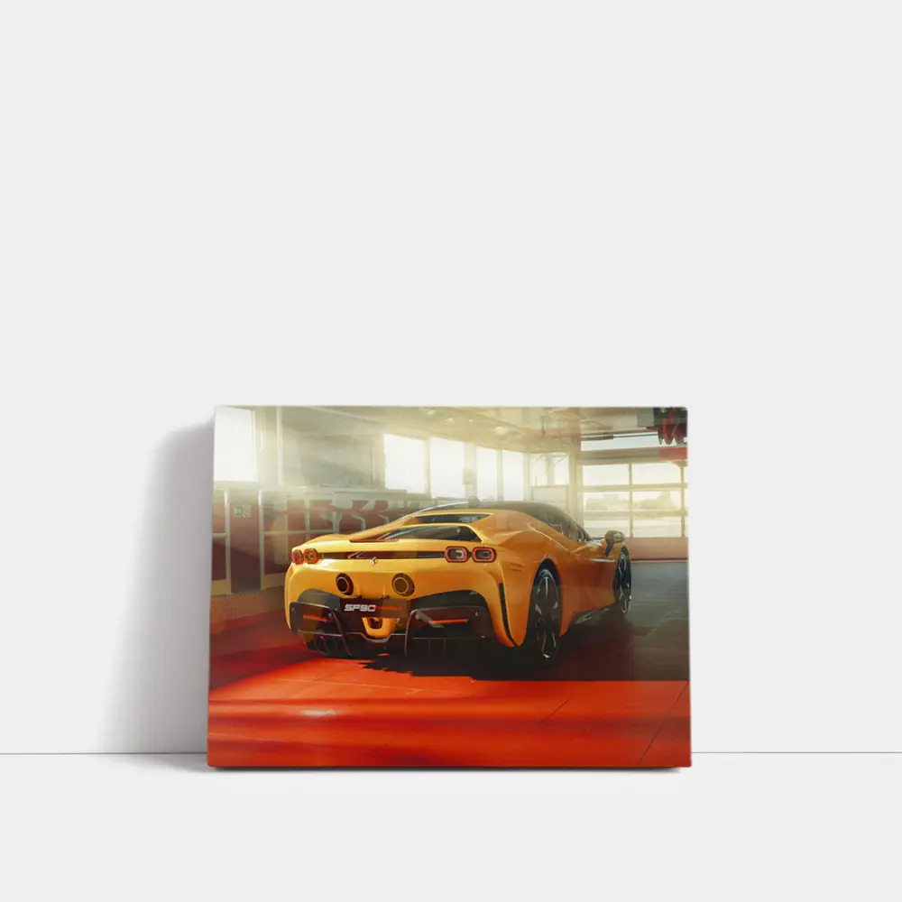 Ferrari SF90 Stradale Yellow Garage Shot – Wall Art