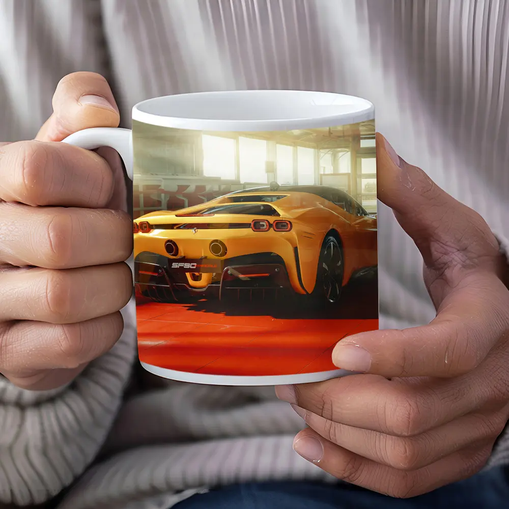 Ferrari SF90 Stradale Yellow Garage Shot – Mugs