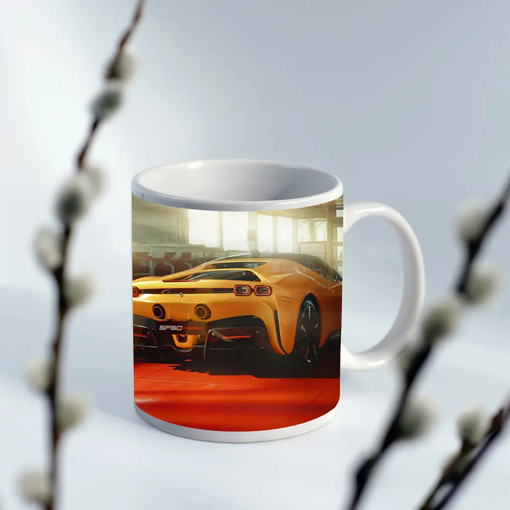 Ferrari SF90 Stradale Yellow Garage Shot – Mugs