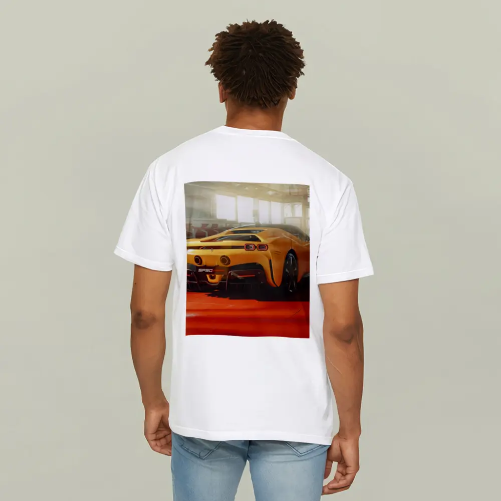 Ferrari SF90 Stradale Yellow Garage Shot – T-Shirts