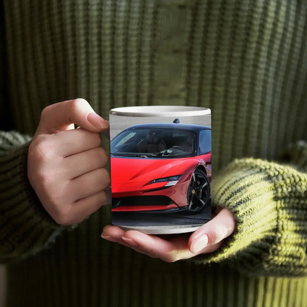 Ferrari SF90 Stradale Red on Track – Mugs
