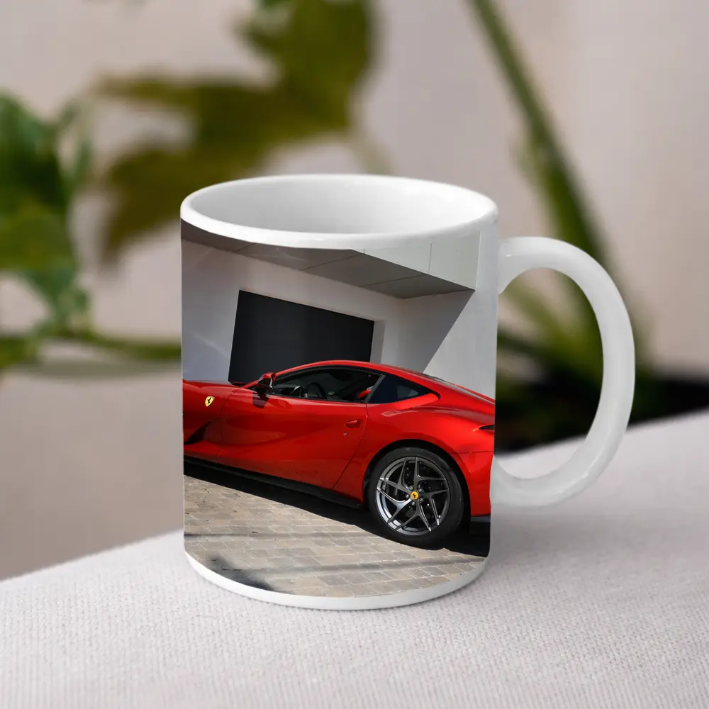 Ferrari 812 Superfast Red Outdoor Showroom – Mugs
