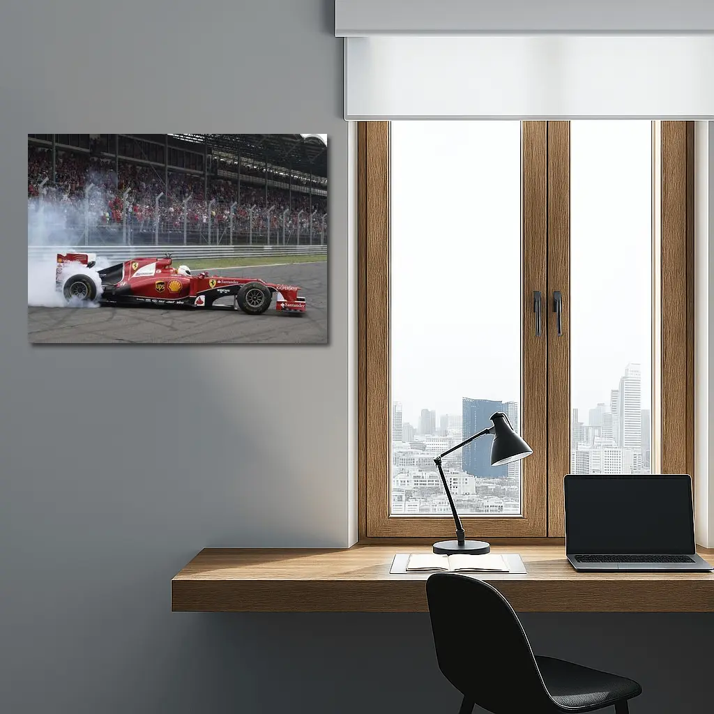 Ferrari Formula One Car Burnout Crowd – Wall Art