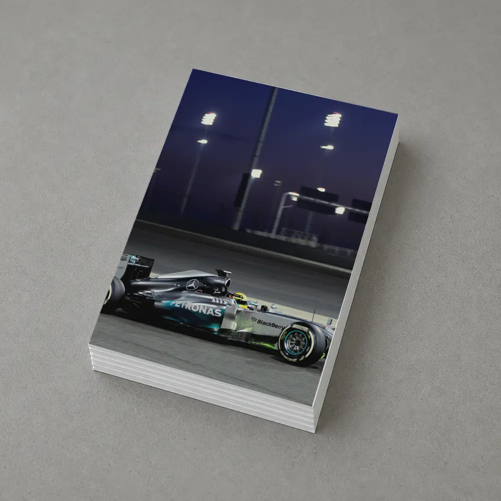 Mercedes AMG F1 Car Night Race Track – Postcards