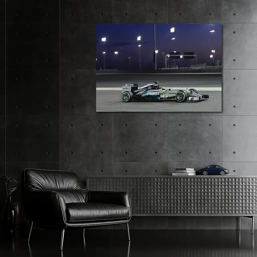 Mercedes-AMG F1 Car Night Race Track – Wall Art