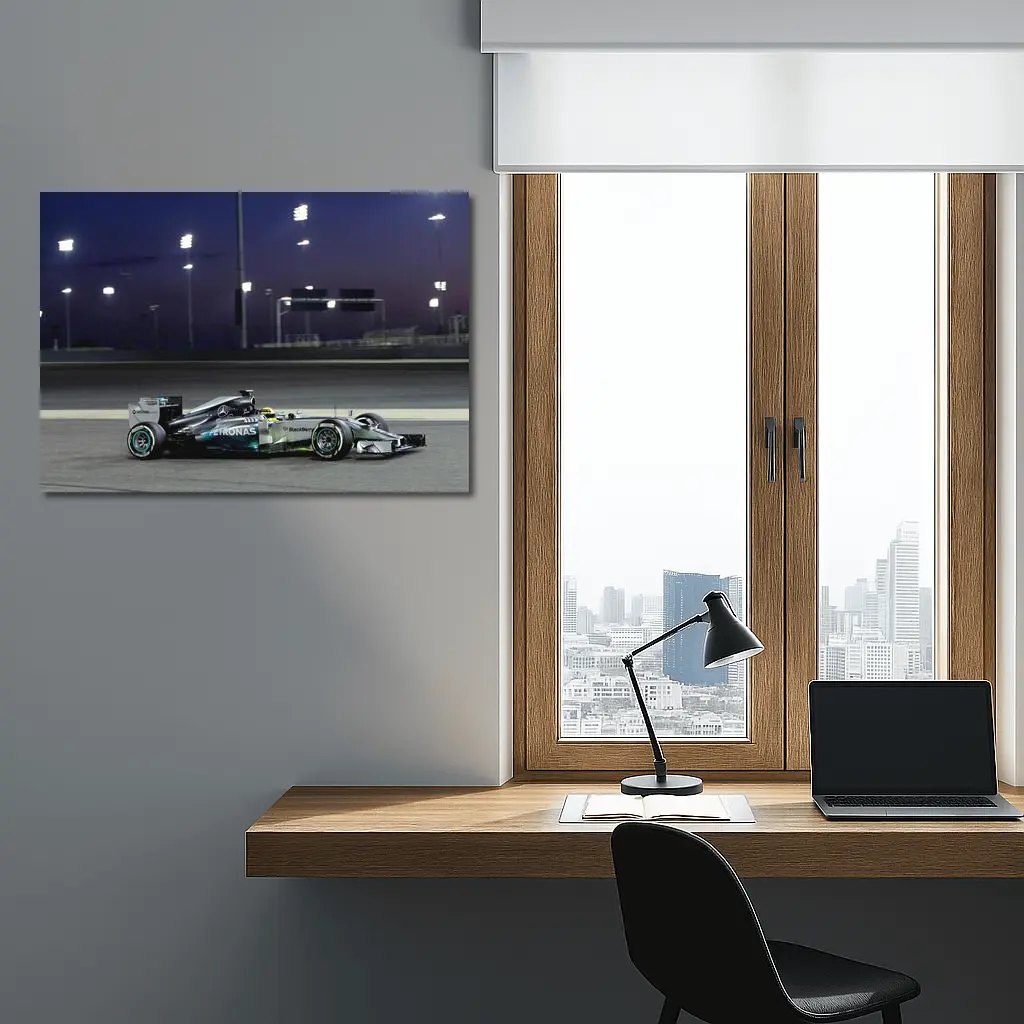 Mercedes-AMG F1 Car Night Race Track – Wall Art