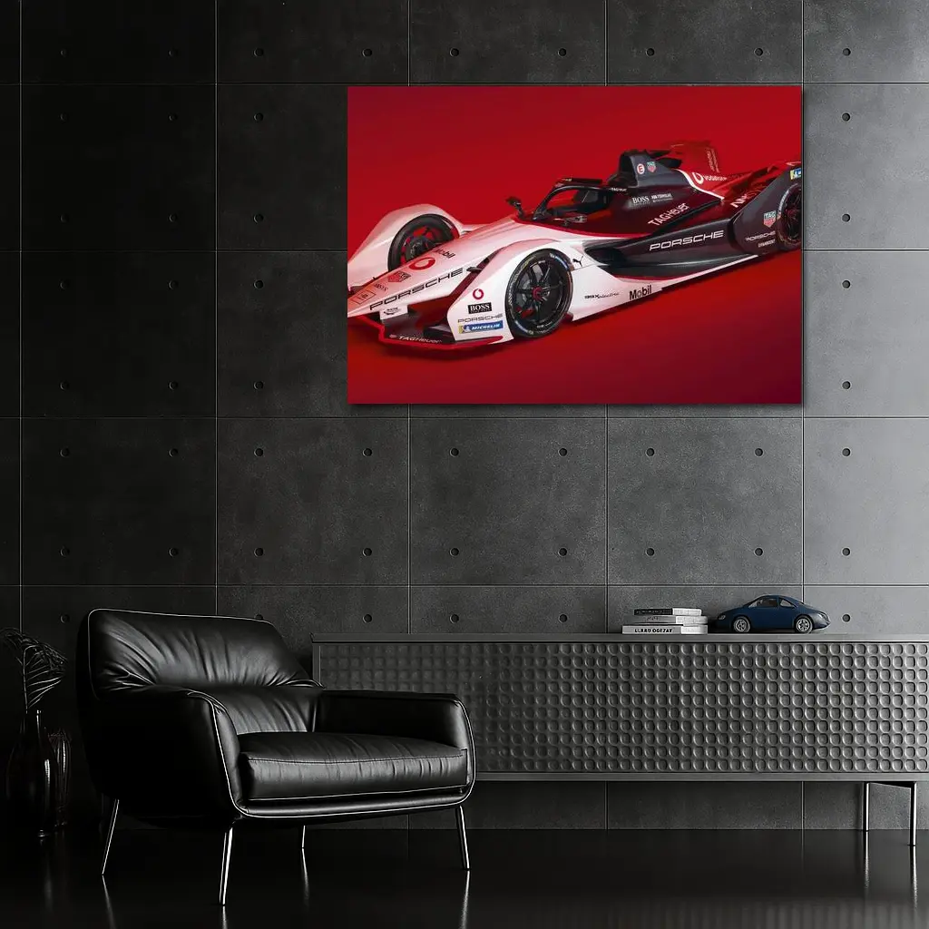 Porsche Formula E Electric Race Car Red – Wall Art