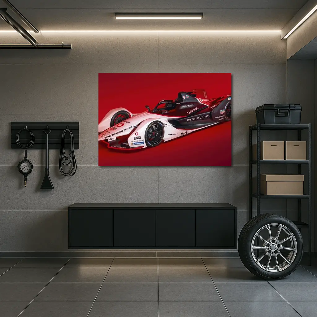 Porsche Formula E Electric Race Car Red – Wall Art