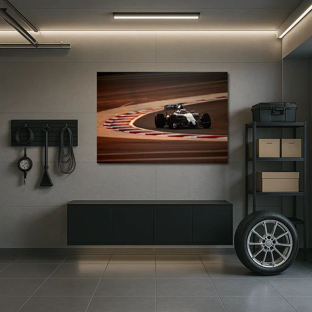 McLaren F1 Car Racing on Track – Wall Art