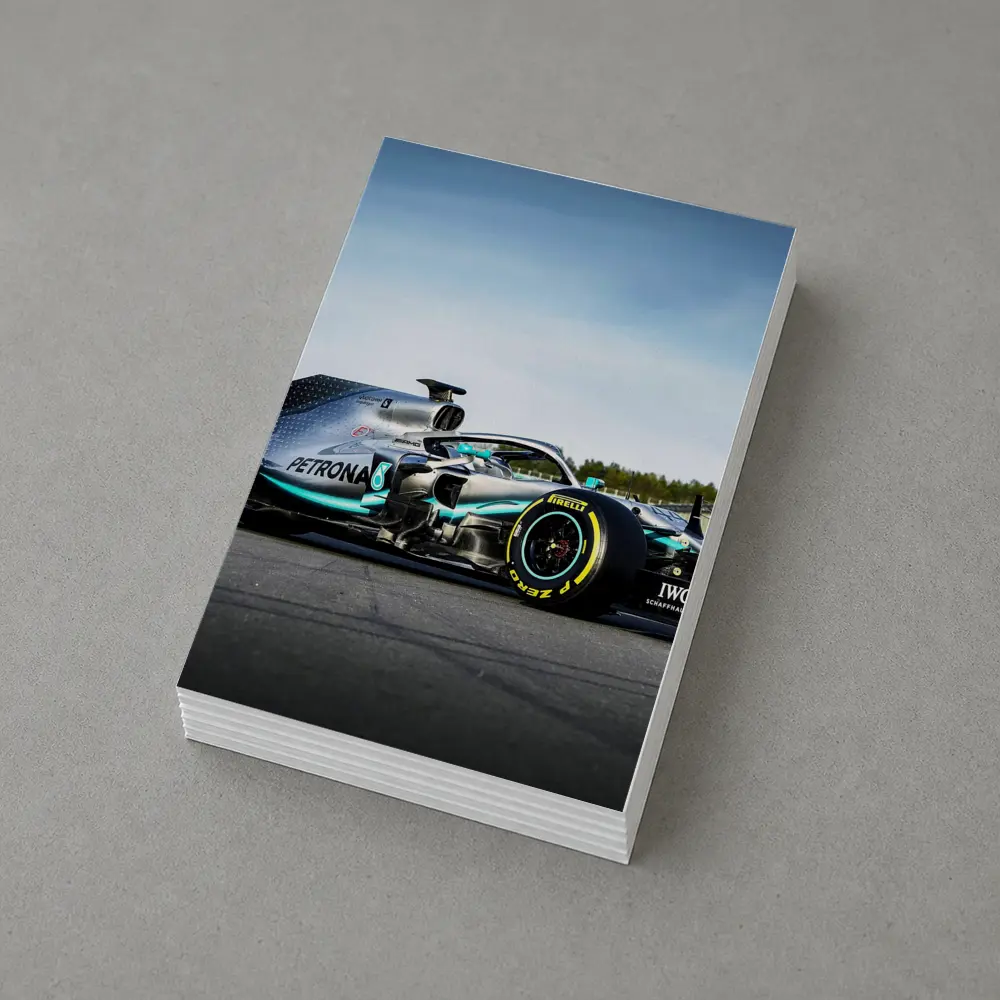 Mercedes Formula One Car on Race Track – Postcards
