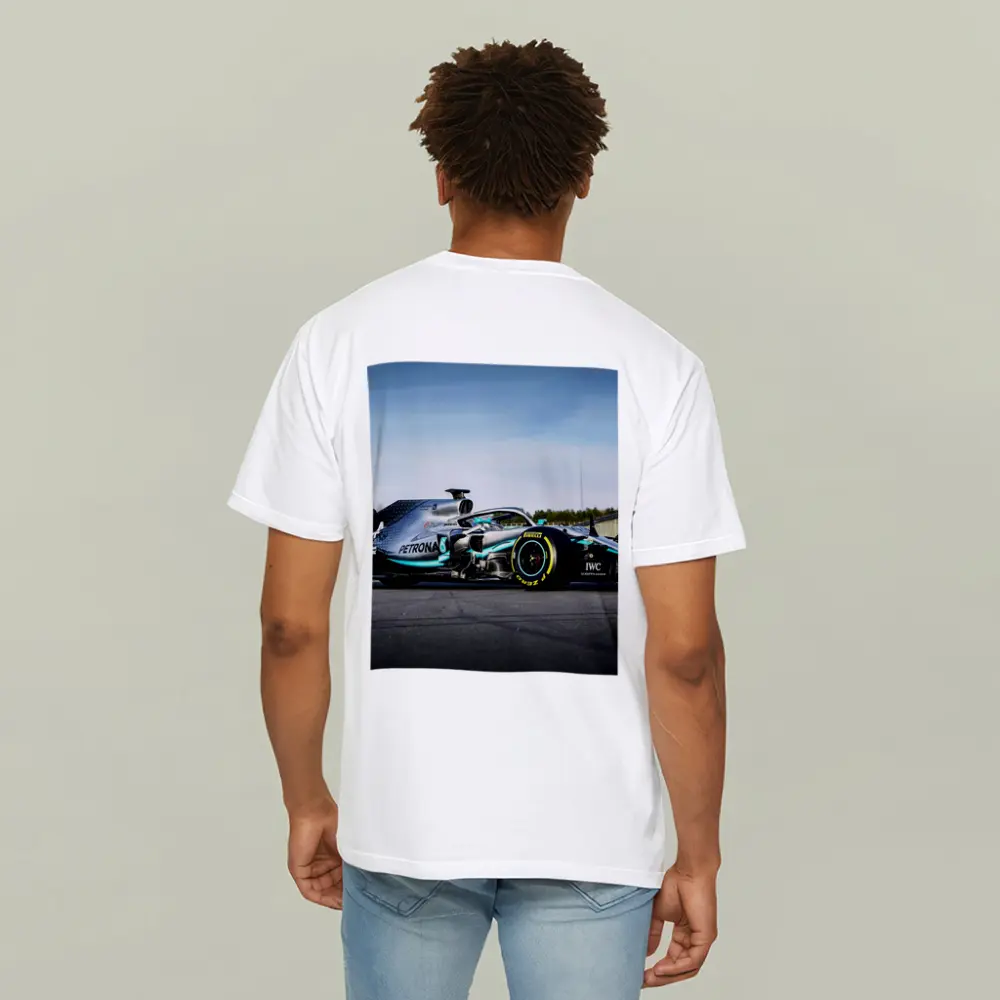 Mercedes Formula One Car on Race Track – T-Shirts