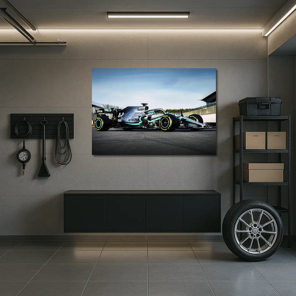 Mercedes Formula One Car on Race Track – Wall Art