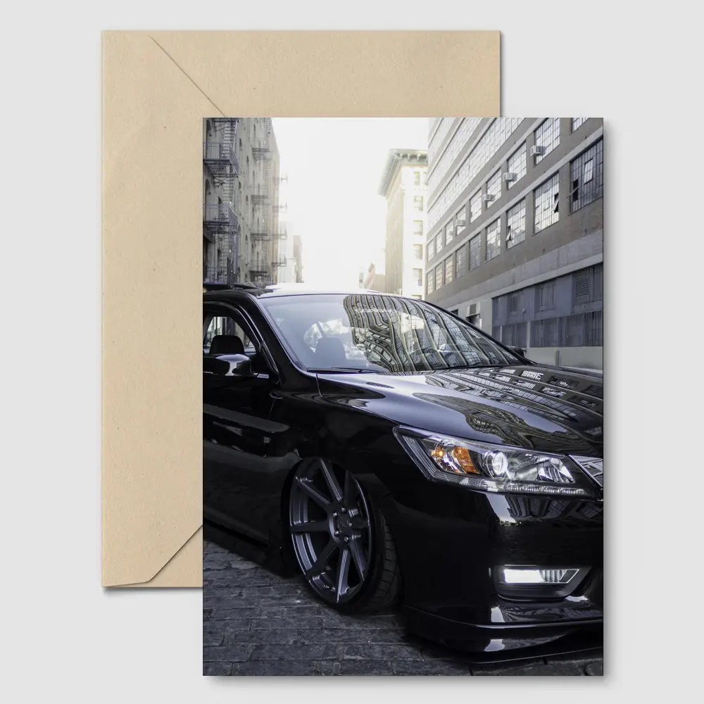Honda Accord Slammed Black Urban Street – Postcards