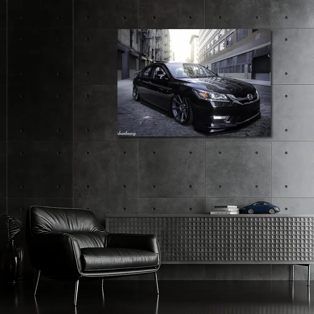 Honda Accord Slammed Black Urban Street – Wall Art