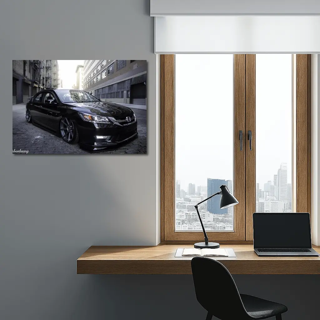 Honda Accord Slammed Black Urban Street – Wall Art