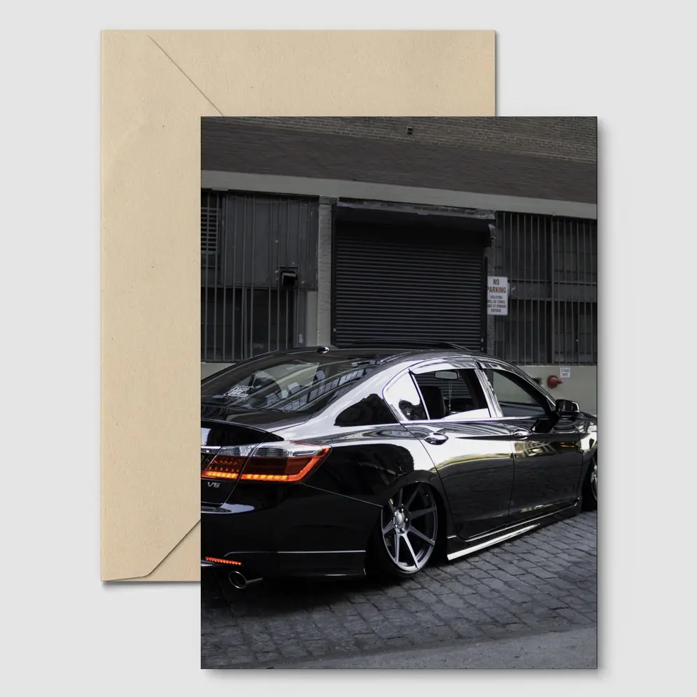 Honda Accord Slammed Black Urban Street – Postcards