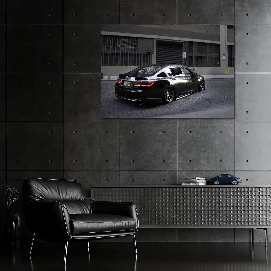 Honda Accord Slammed Black Urban Street – Wall Art
