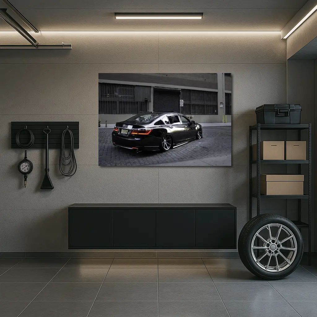 Honda Accord Slammed Black Urban Street – Wall Art