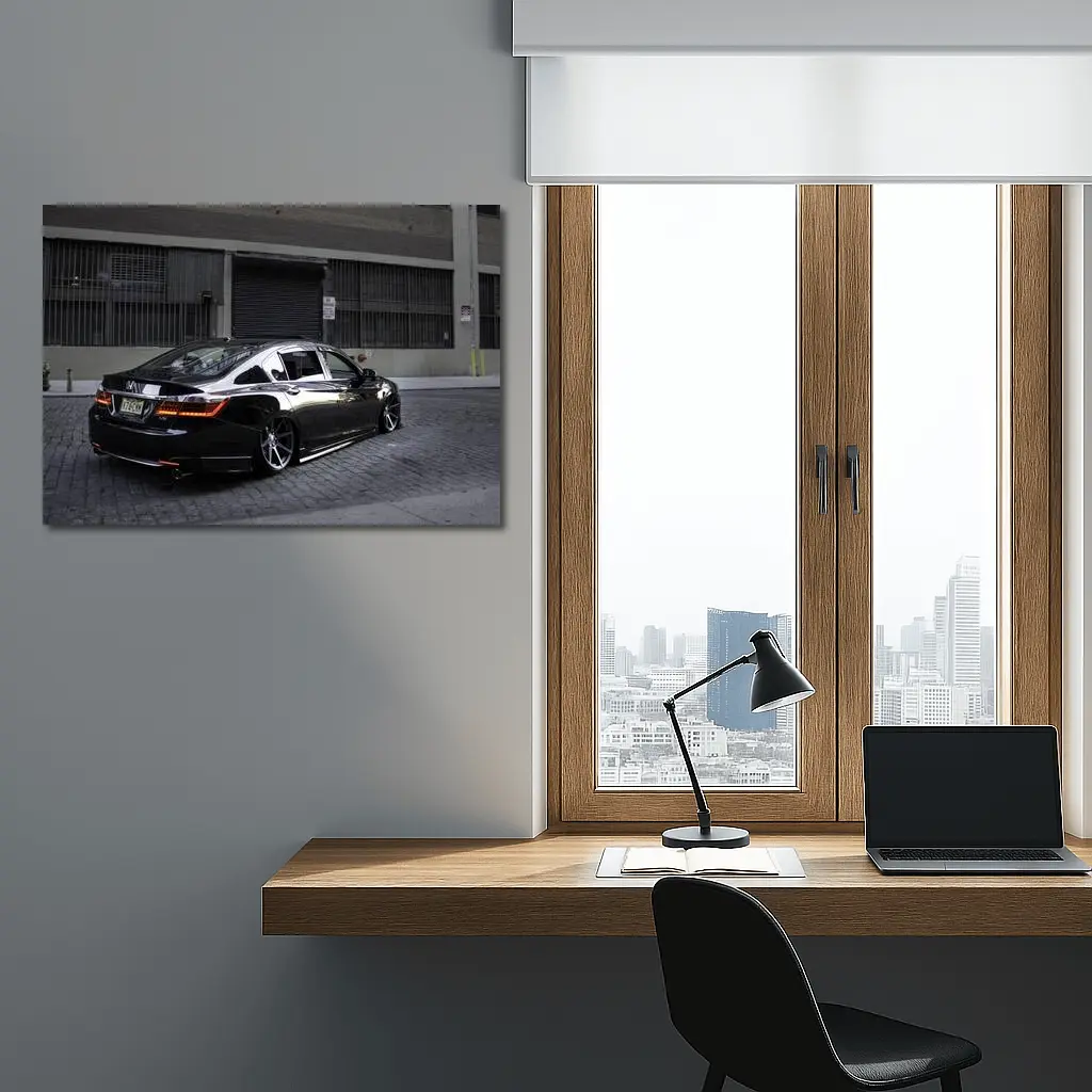 Honda Accord Slammed Black Urban Street – Wall Art