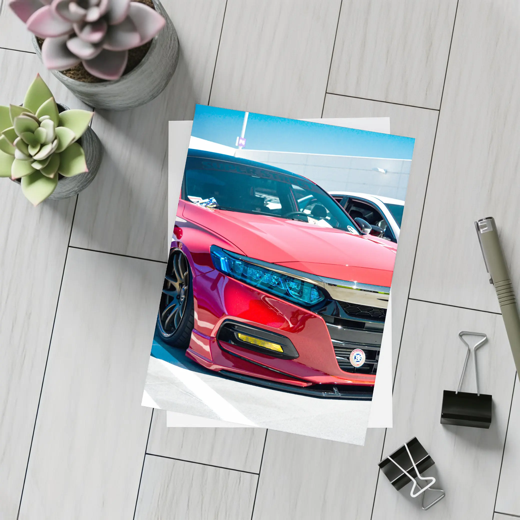 Honda Accord Slammed Red Car Show – Postcards