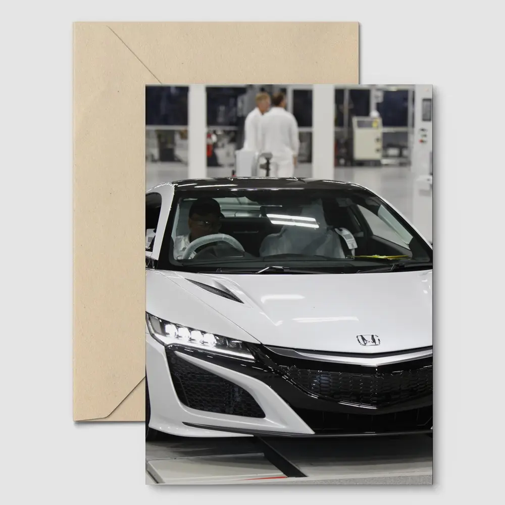 Honda NSX White Supercar Factory Floor – Postcards