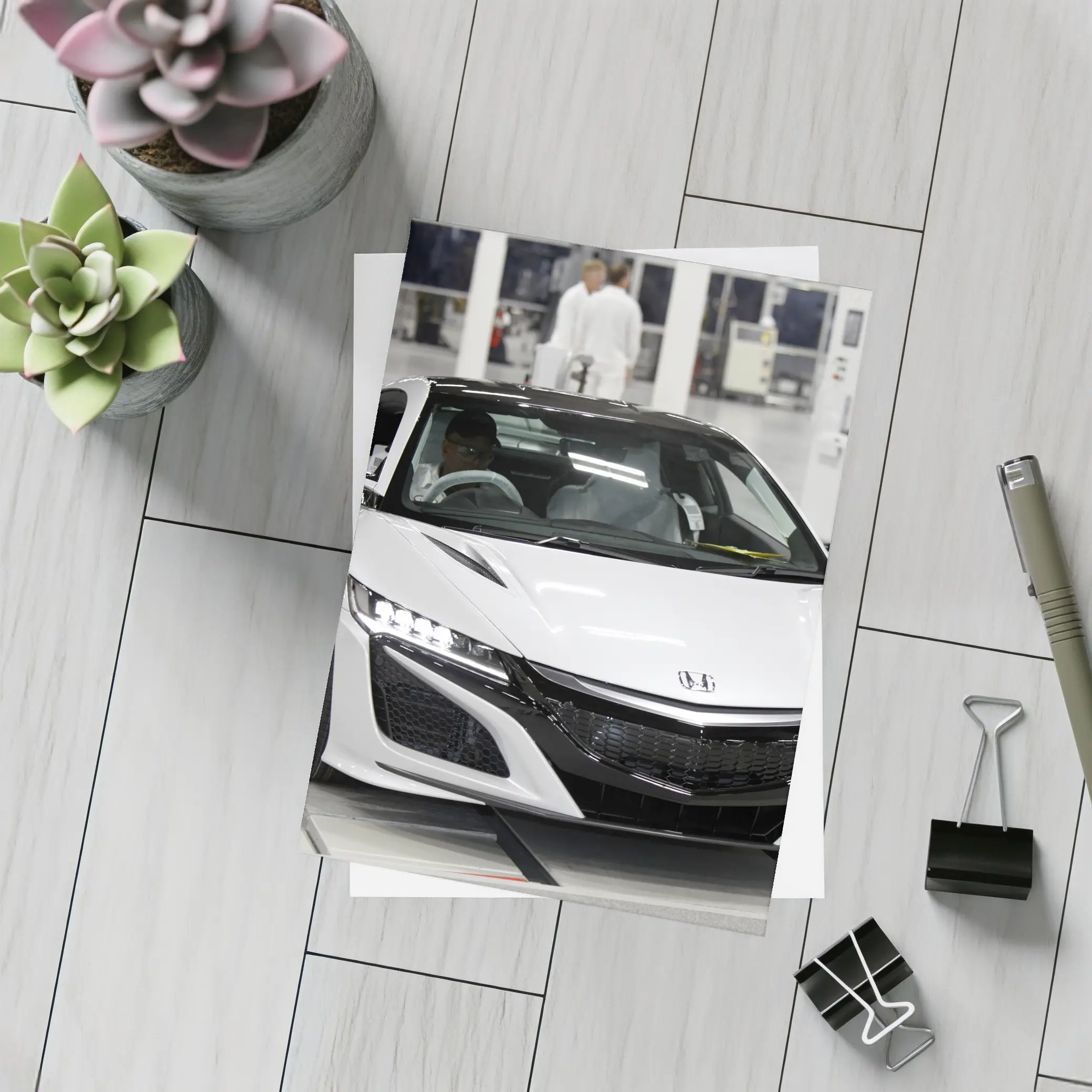 Honda NSX White Supercar Factory Floor – Postcards