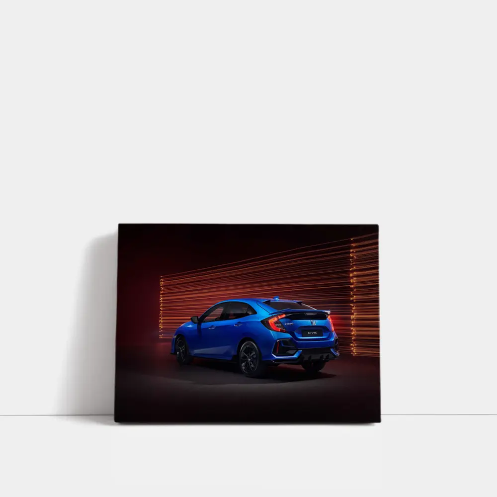 Honda Civic Hatchback Blue Neon Light Streaks – Wall Art