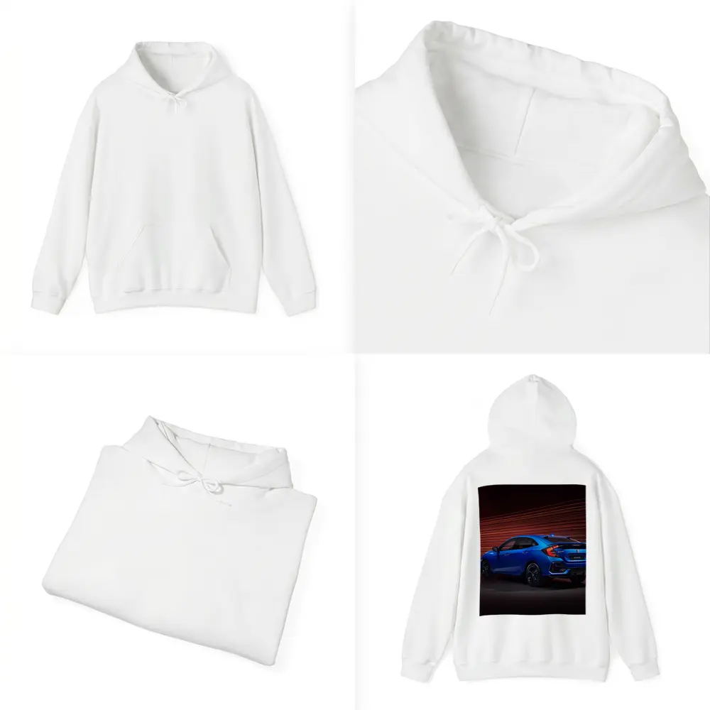 Honda Civic Hatchback Blue Neon Light Streaks – Hoodies