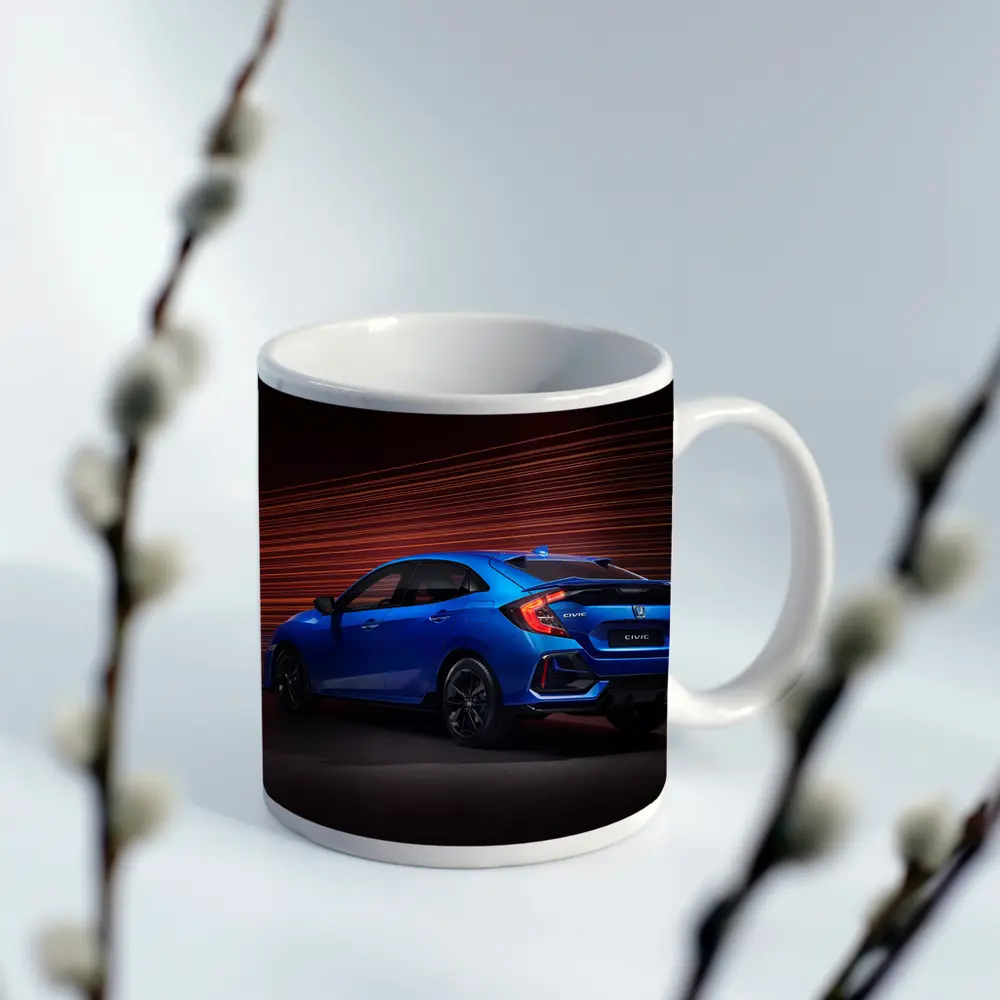 Honda Civic Hatchback Blue Neon Light Streaks – Mugs